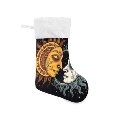 Imagem de ATTX Meias de Natal de sol e lua, suportes de presente brancos de pelúcia para decorações de festas de fim de ano (17,7 polegadas, 1 pacote) #28