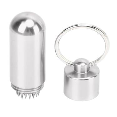 Imagem de Chiffonade Modelador de ponta de taco de bilhar de liga de alumínio - ferramenta portátil de ponta de bilhar com chaveiro para manutenção de taco de sinuca com superfície abrasiva (prata)