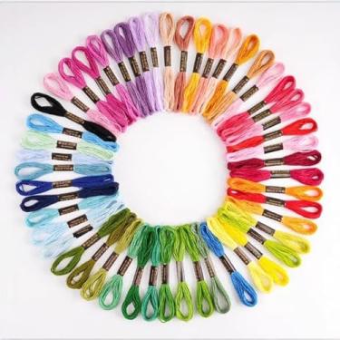 Imagem de 50 novelos arco-íris cor bordado fio dental pulseira amizade fio cruz bordado fio fio de algodão fio dental fio artesanal