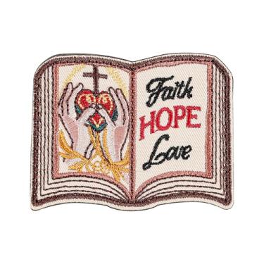 Imagem de Patch em forma de livro, 1 peça de verso bíblico cristão bordado costurado em velcro, adesivo de gancho e laço militar tático, apliques baseados na fé para mochilas, coletes, jaquetas, jeans, chapéus