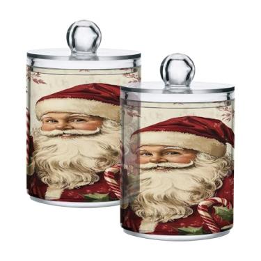 Imagem de xigua Pacote com 4 lindos suportes de Natal para bolas de algodão, cotonete – Frasco de plástico de boticário de armazenamento versátil transparente de 4 ml para banheiro e organização de