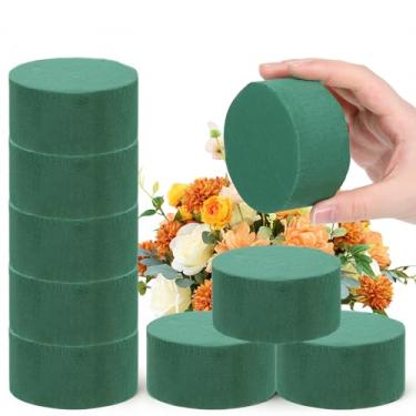 Imagem de 9 peças de blocos de espuma floral redonda espuma de flor verde, 8 cm L x 4 cm A para florista casa arranjos de flores secas molhadas decoração de aniversário de casamento