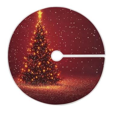 Imagem de Blueangle Saia de poliéster macio para árvore de Natal com estrelas brilhantes de 90 cm para decoração de árvore de Natal (491)