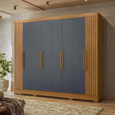 Imagem de Guarda-roupa Casal 8 Portas 4 Gavetas Diplomata Moval Freijo/cinza/frisado