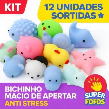 Imagem de Kit 12 Squishies Squish Muj Fidget Bichinhos Mole De Apertar Sortidos 