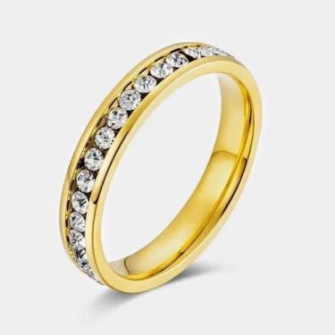 Imagem de Anel Ouro 18k Aparador Aliança Com Pedras Zircônia Banhada - Oremte, 1