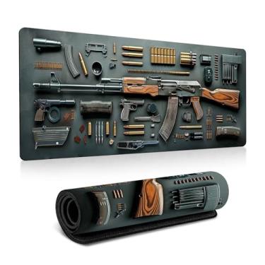 Imagem de 1 mouse pad grande para jogos, exibição legal de peças de armas militares, protetor de mesa elegante com borracha antiderrapante para uso em laptop e desktop, tapete de mesa para teclado e mousepad