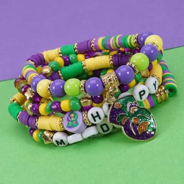 Imagem de Conjunto de pulseiras com contas boêmias – Pulseira de letras multicamadas com pingente de argila de polímero, perfeita para uso diário e acessórios festivos, 7*7*1cm, Argila de polímero, liga de