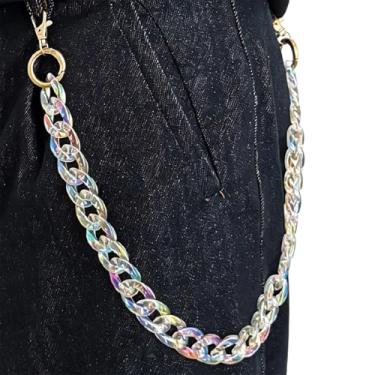 Imagem de Calças Hip Hop Correntes Jeans Corrente Iridescente Acrílico Punk Cintura Carteira Corrente para Homens e Mulheres, 59 cm 57g Rave Festival Cinto Acessório, Decoração Gótica Y2K Streetwear 01881