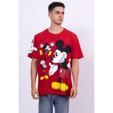 Imagem de Camiseta Disney Mickey Mouse Caretas - Piticas, 14, Cereja, Unissex