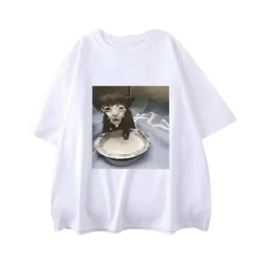 Imagem de Camiseta Unissex Oversized Com Estampa Engraçada De Meme De Gato, Algo
