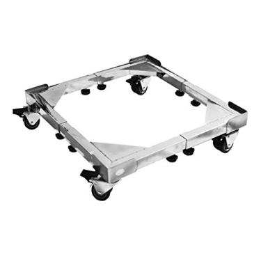 Imagem de U5GAAALPPQ9 Base de aço inoxidável com roda móvel bloqueável 4x2 tambor de máquina de lavar base de prateleira almofada universal rack alto armário de lavanderia