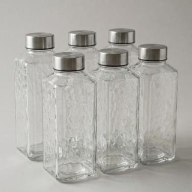 Imagem de Kit 6 Garrafas Vidro 1L Resistente Tampa Inox Substitui Plástico Econo