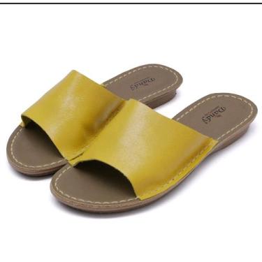 Imagem de Sandália Rasteirinha Feminina Couro Chinelo Confortável - CALÇADOS DAN