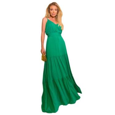 Imagem de Vestido Longo De Festa Com Amarração E Detalhe No Decote Casual Social