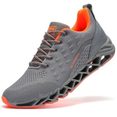 Imagem de TSIODFO Tênis Para Corrida Masculino, Atlético Respirável Caminhada, Academia, Treino, Corrida, Cinza, Tamanho 7