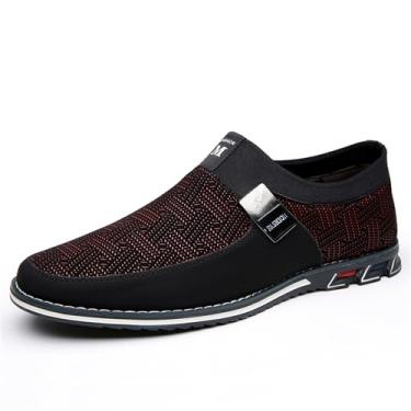 Imagem de Veslesth Tênis masculino casual, mocassin, confortável, para caminhada, moderno, para dirigir, sapatos de couro para homens, negócios, trabalho, escritório, vestido ao ar livre, Vermelho 4, 38