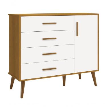 Imagem de Cômoda Sapateira Retrô Isis Branco Fosco Com Savana Fosco - Moveisaqui