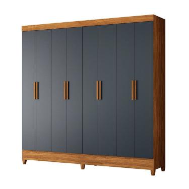 Imagem de Guarda Roupa Marajo Grande Quarto Casal 8 Portas 2 Gavetas Freijo Com Cinza