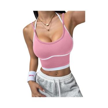 Imagem de Colete Esportivo Feminino Color Block Sem Aro De Aço, Absorção De Impa