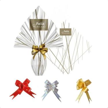 Imagem de Saco Embalagem Ovo Páscoa Prático 25UN com Laços 250 a 350g COR:Branco