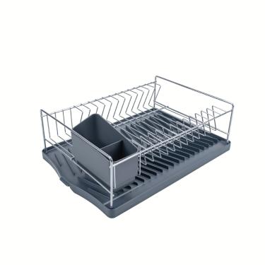 Imagem de Escorredor de Louça Tramontina Plurale em Aço com Bandeja Coletora Grafite