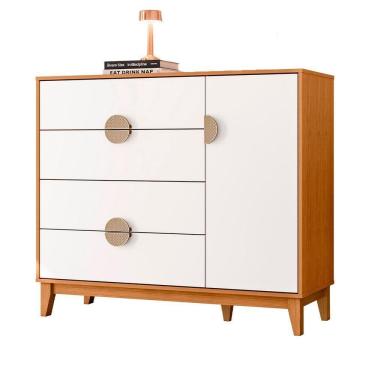 Imagem de Comoda Sapateira Ipe 4 Gaveira Quartos Cinamomo Com Branco - Albatroz