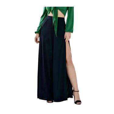 Imagem de Calça Envelope Feminina Fendas Laterais Cintura Alta Tribo Livre, Pret