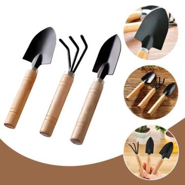 Imagem de Kit Jardinagem Profissional 3 Peças Mini Pá Ancinho E Transplantador C