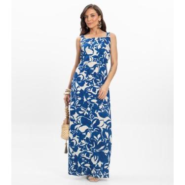 Imagem de Vestido Midi em Linho Feminino Endless Azul, GG, Azul