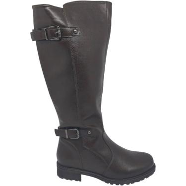 Imagem de Bota Feminina Montaria Casual Dia a Dia Passeio Cano Alto Salto Baixo Bico Redondo Conforto Mooncity 72135