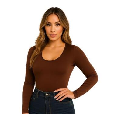 Imagem de Body feminino Manga Longa segunda pele gola u cores inverno - Ninas Bo