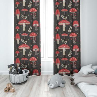 Imagem de Cortina Tecido Oxford Quarto Infantil Cogumelos Estampados Poá - 140x2