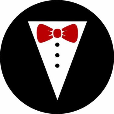 Imagem de Painel de Tecido Sublimado Redondo Terno Preto Gravata Vermelha c/ Elá