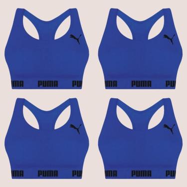 Imagem de Kit Com 4 Tops Puma Nadador Sem Costura E Sem Bojo Fitness Fit Para Academia Corrida Treino-Feminino