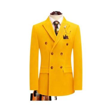 Imagem de Terno Masculino Preto De Cor Sólida Com Lapela Entalhada E Fechamento 