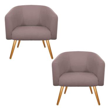 Imagem de 02 Poltronas Luiza Palito Mel Linho Rosê