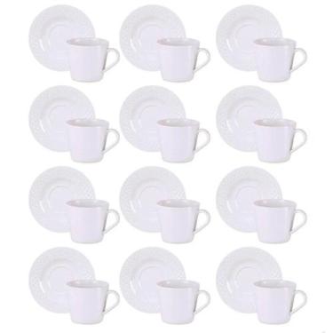 Imagem de Kit 12 Xícaras de Chá Café com Pires Porcelana 185ml Tramontina Ingrid