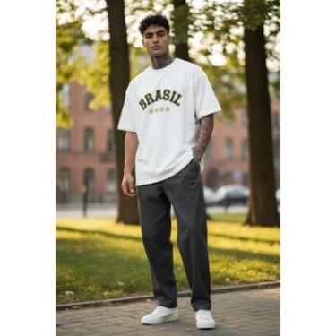 Imagem de Camiseta Casual Masculina Bandeira do Brasil Eleição Copa Malha Confortável em Algodão do P ao G1-Masculino