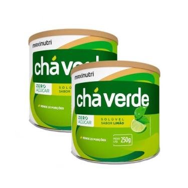 Imagem de Kit 2 Chá Verde Solúvel Zero Calorias Sabor Limão 250g Maxinutri