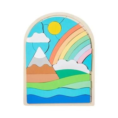 Imagem de Quebra-Cabeça De Madeira Montessori Arco-Íris, Jogo Sensorial 3D Para 