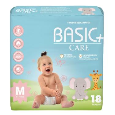 Imagem de Fralda Descartável 18 Unidades M Basic+ Care 10h de Proteção