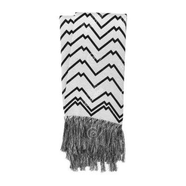 Imagem de Manta Rústica para Sofá Geométrico Preto e Branco