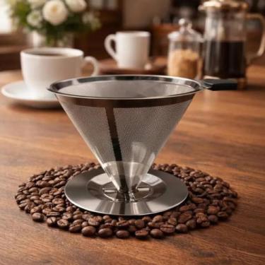 Imagem de Filtro Coador Para Café 102 Reutilizável Aço Inox Lyor