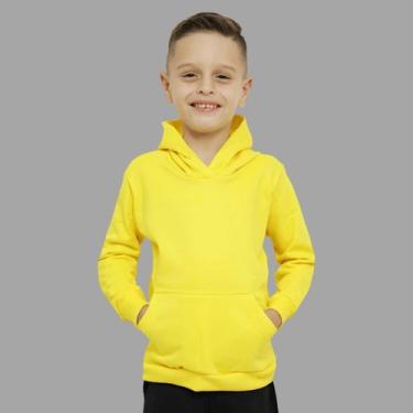 Imagem de Moletom Infantil Liso Especial Canguru Mb Sport Confortável, Amarelo, 