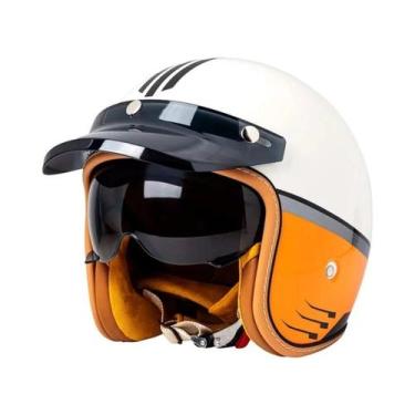 Imagem de Capacete Retro Unissex De Inverno Quente Três Quartos Para Motocicleta