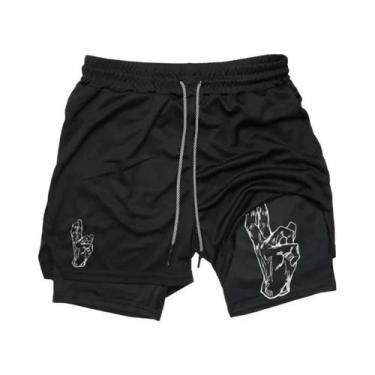 Imagem de Shorts De Compressão Masculinos 2 Em 1 Para Corrida E Treino Com Bolso