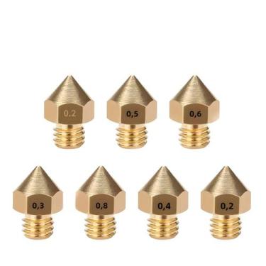Imagem de Bico De Latão MK8 De 0.2-1.0MM Para Cabeça Extrusora De Impressora 3D 