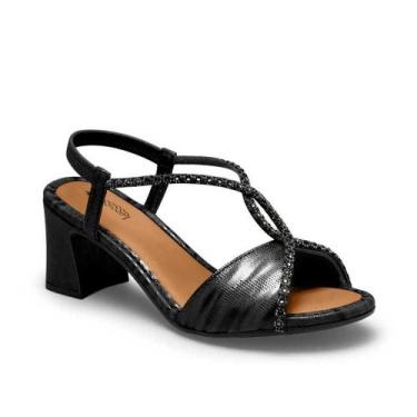 Imagem de Sandália Feminina Mississipi Salto Blocado Tiras Trançadas Preto 37, P