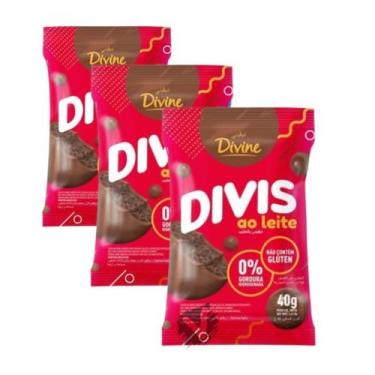 Imagem de Kit 3 Chocolate Divine Divis 40G Chocolate Ao Leite